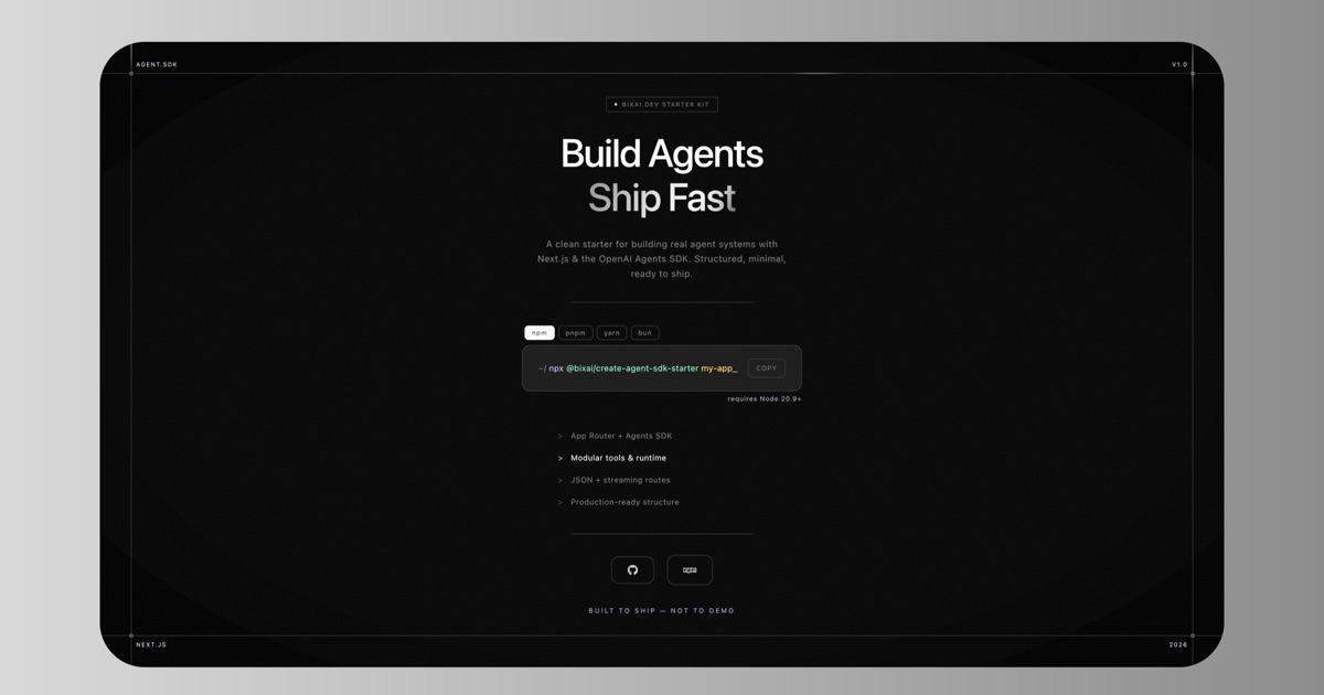 Bixai Agent SDK Starter visual